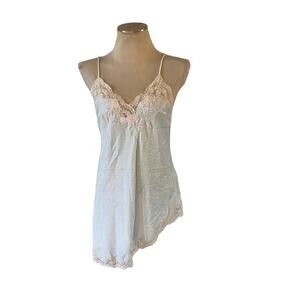 Vtg Y2K 2000s Blue Lace Hem Slip Dress Top Wmns M Fairycore Whimsy